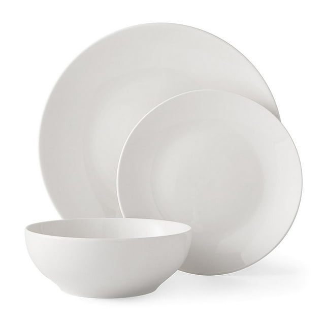 Mainstays ensemble de couverts en grès blanc émaillé, 12 pièces