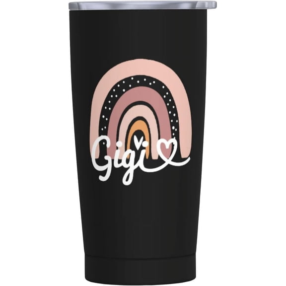 Gigi Stainless Steel with Lid Insulated Thermal Vacuum Tumbler Coffee Mug, Mothers Day Christmas Birthday Gifts Mug for Grandma Mom Mama Grandmother Aunt Women, Black 20 Oz