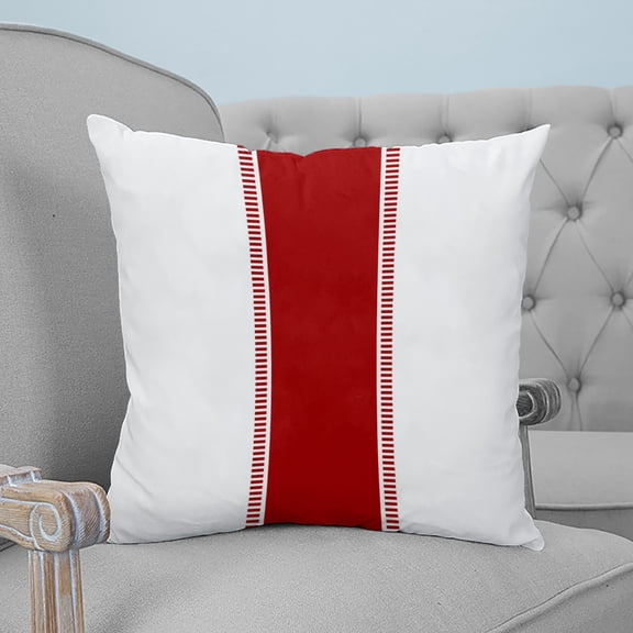 Red Solid Color Texture Throw Pillow Covers, Soft Pillowcases with Invisible Zipper, Simple Red Stripes Decorative Square Pillow Cushion Covers for Living Room Couch Sofa Bed 20x20 Inches