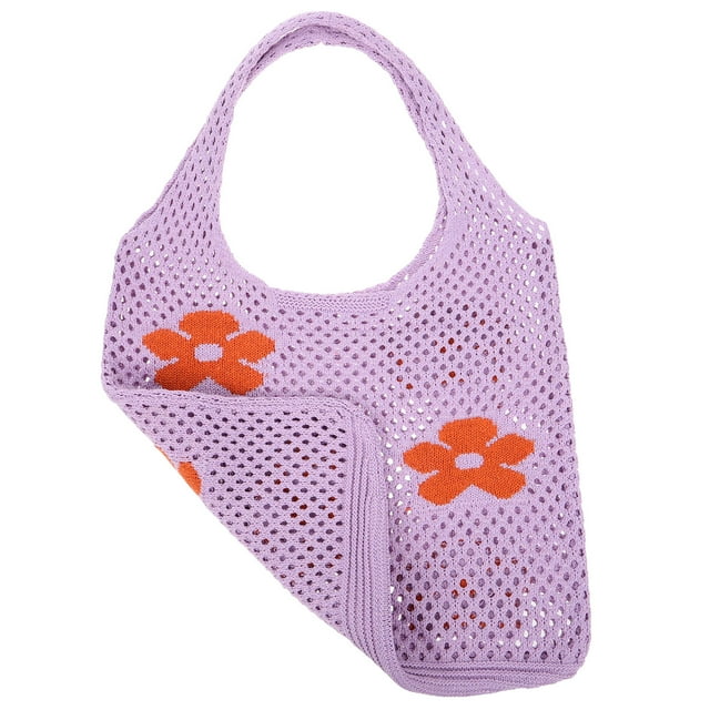 OUNONA Retro Hobo Bag Floral Knit Design Assorted Color 1Pack for Women Daily Use Travel Beach