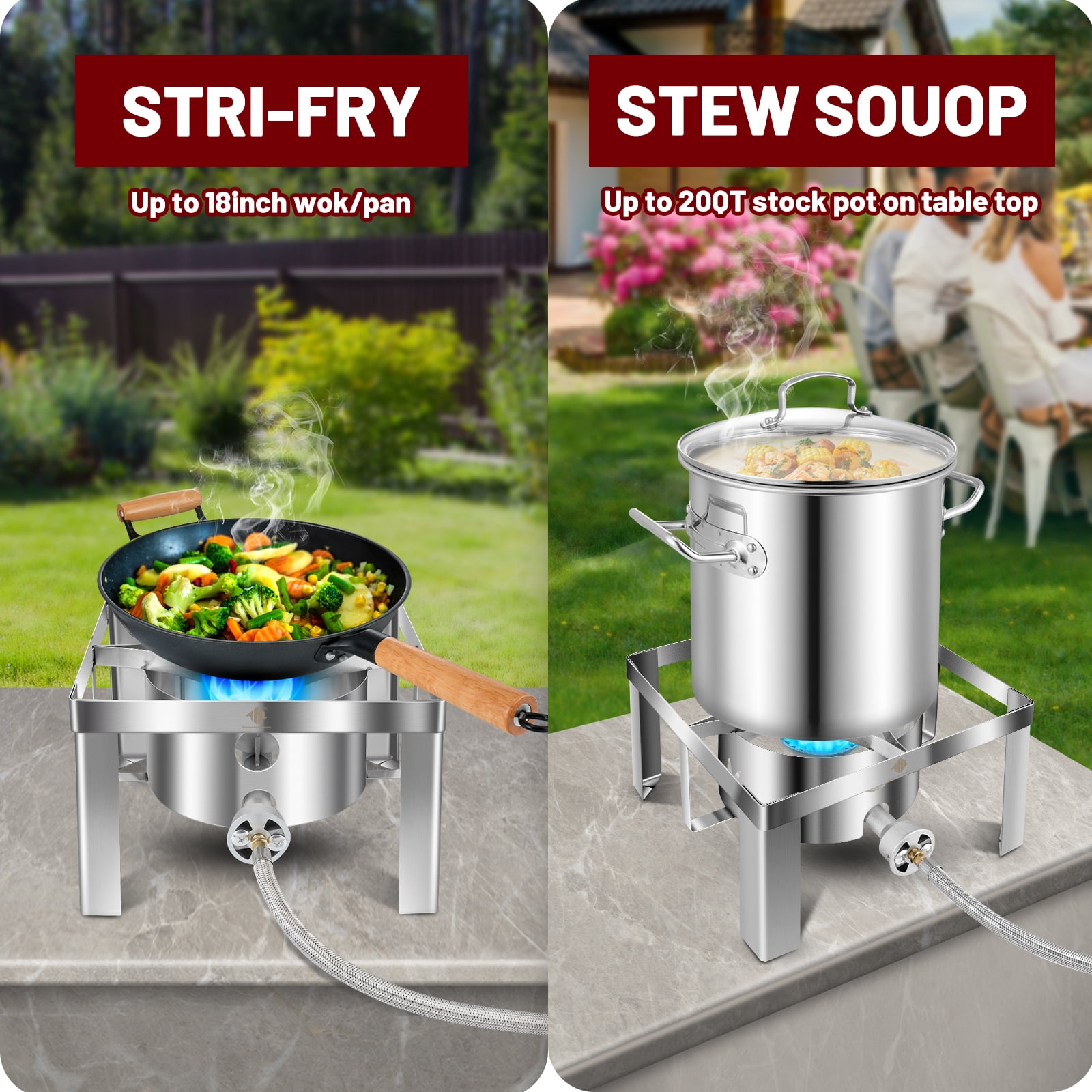 55,000BTU Propane Burner Camping Stove,Outdoor Gas Stove Burner Cooker for Cooking for Turkey Fry,Homebrewing,Crawfish Boil,and More!