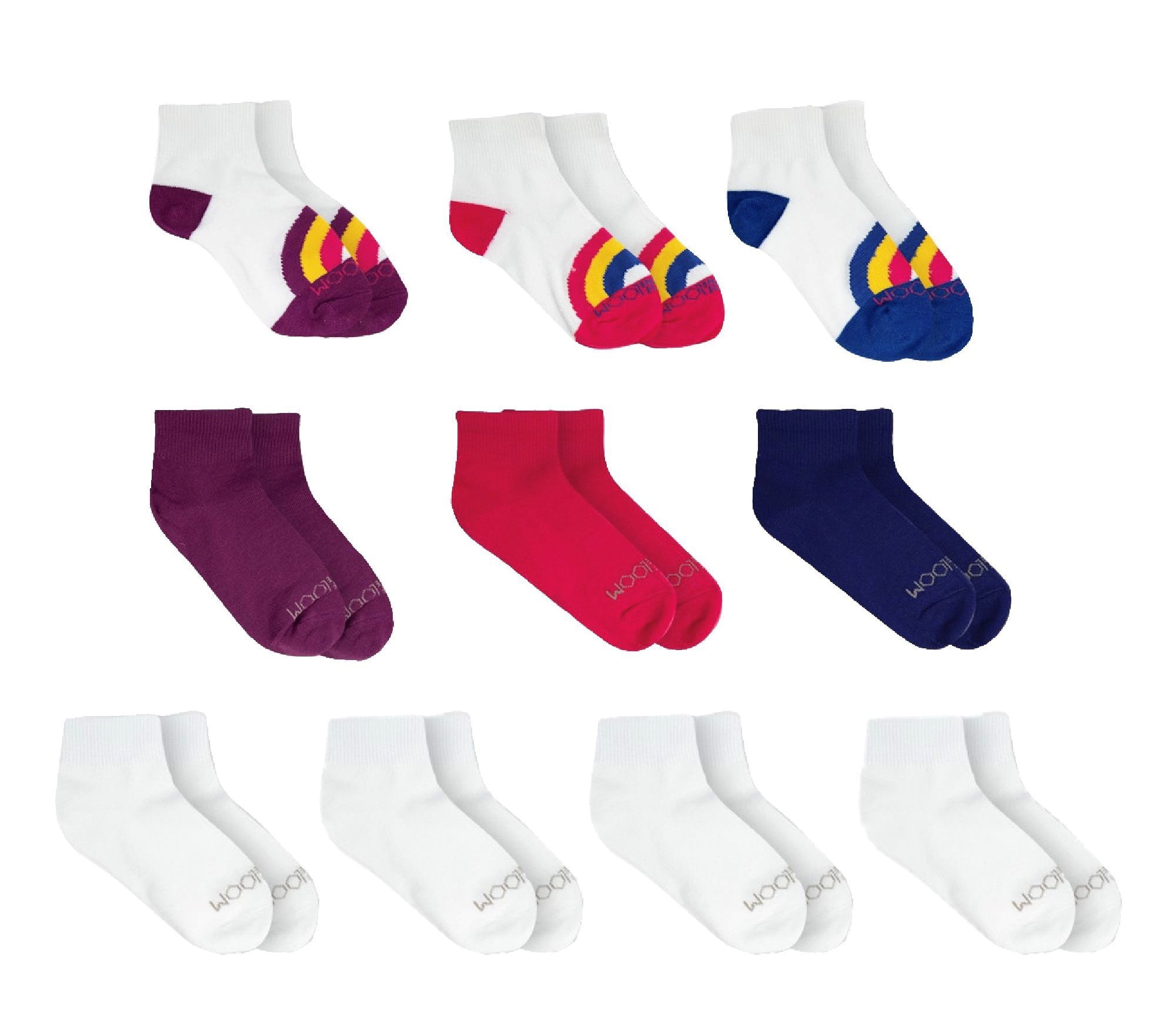 multicolored Ankle New Gildan Smart Basics 10 Pair Girls Socks Size 3-5 Years 