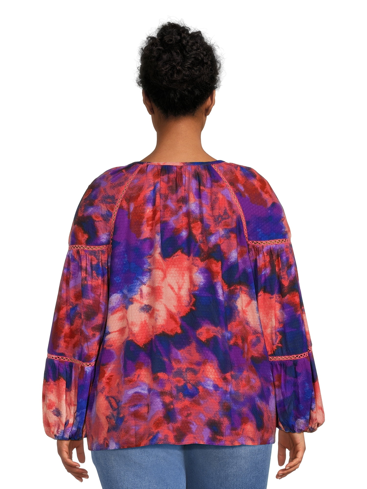 Terra & Sky Women's Plus Size Balloon Sleeve Top