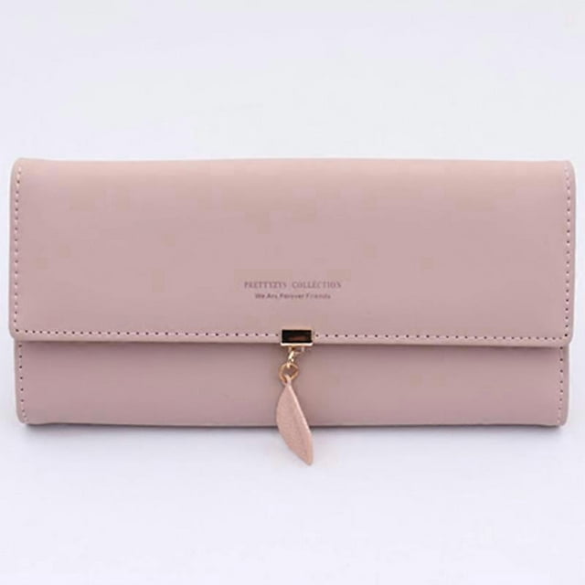 Wallet Women, PU Leather Leaf Women for Wallet Large Capacity Pendant Card Holder Phone CheckbookWomen Wallets Coins Zipper Pocket with ID Window,Old