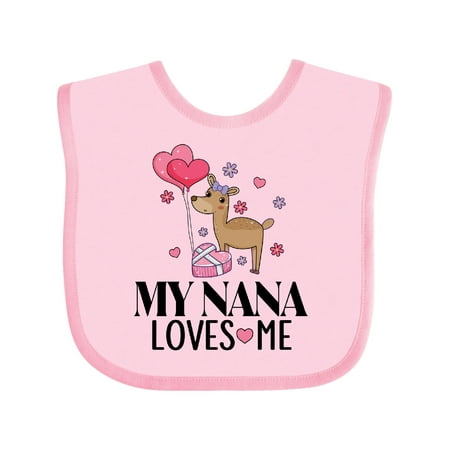 

Inktastic Nana Loves Me Grandchild Valentine Deer Gift Baby Girl Bib
