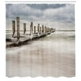 thumbnail image 3 of Ambesonne Landscape Shower Curtain, Groyne Zingst Germany, 69"Wx84"L, Pale Blue White Tan, 3 of 3