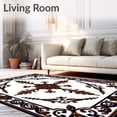 thumbnail image 2 of ODIKA 4'x6' Machine Washable Non-Slip Area Rug, Elegant Medallion Ornate Swirl Damask Heritage Motif High Traffic Rug, White, 586370, 2 of 7