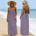 thumbnail image 2 of Busydd Womens Dresses Fashion Striped Sleeveless Maxi Dresses Summer Round Neck Spaghetti Straps Vacation Dress Comfy Backless Sun Dress S, 2 of 9