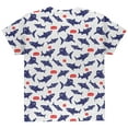 thumbnail image 2 of Talking Sharks Got Fish Repeat Pattern All Over Youth T Shirt White YSM, 2 of 2