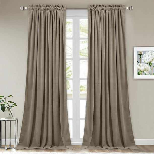 Beige Velvet Curtains Elegant Home, Beige Velvet Curtain Panels