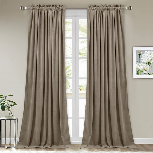 Beige Velvet Curtains Elegant Home Decor Extra Long Room Darkening Curtain Panels For Bedroom Privacy Divider Ds Loft Apartment W52 X L108 2 Com Beige Velvet Curtains Elegant Home, Beige Velvet Curtain Panels