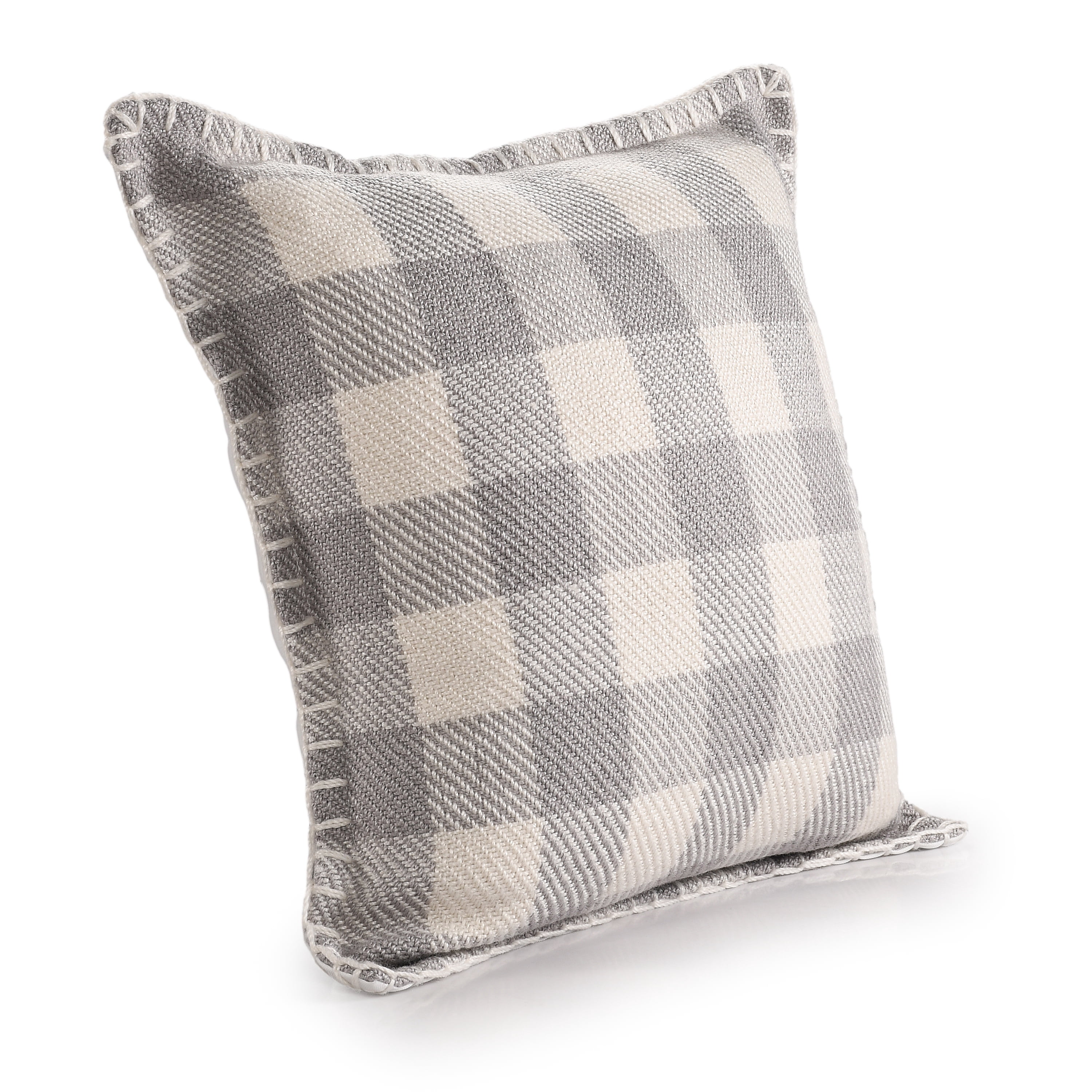 Harlow Hill Eva 20" x 20" Light Gray/Ivory Plaid Performance Adult Decorative Throw Pillow Cover