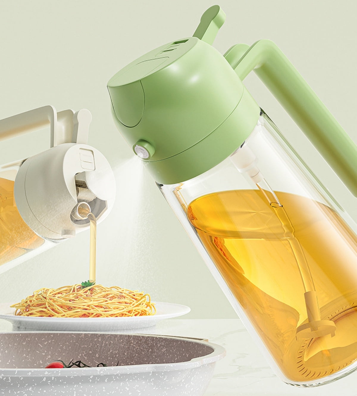 2 In 1 Oil Dispenser And Oil Sprayer,470ml Olive Oil Bottle,16oz Oil Dispenser Bottle For Kitchen Oil Sprayer For Cooking, Kitchen, Salad, Barbecue (beige)