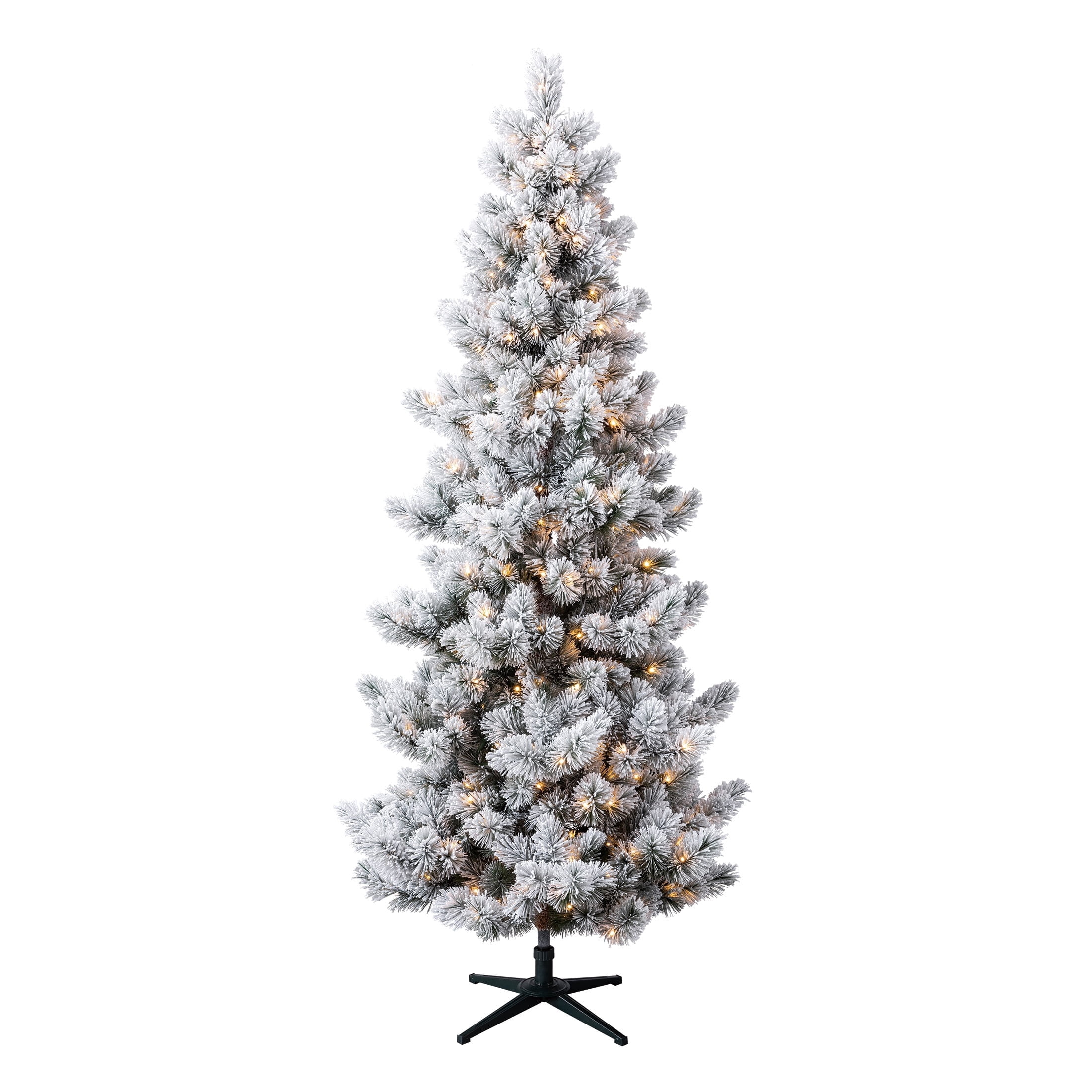 7.5' Pre-Lit Warren Pine Snow-Flocked Green Artificial Christmas Tree with Color-Changing LED Lights and Stand, by Holiday Time
