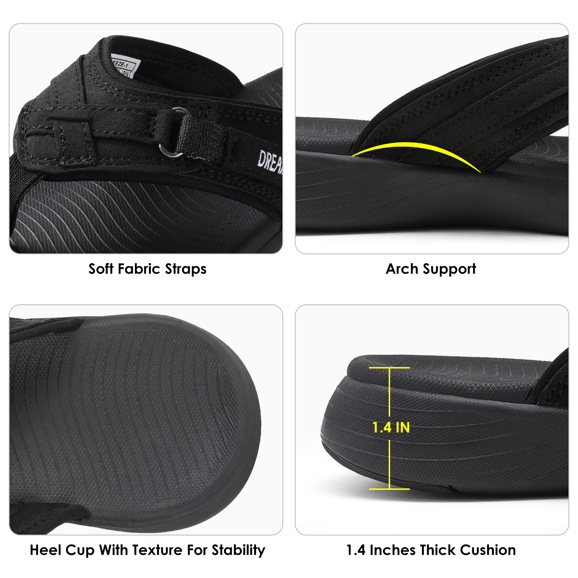 Dream Pairs Women's Flip Flops with Arch Support, Black photo 5