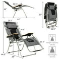 thumbnail image 2 of Gymax 2PCS Folding Zero Gravity Chair Padded Lounge Chair w/ Beech Armrests Grey, 2 of 8