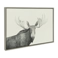 thumbnail image 2 of Kate and Laurel Sylvie Moose 2 crop BW Framed linen Textured Canvas Wall Art by Emiko and Mark Franzen of F2Images, 23x33 Gray, Decorative Forest Animal Art for Wall, 2 of 6