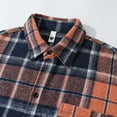 thumbnail image 6 of Men's Long Sleeve Plaid Baggy Shirt Jacket Knit Casual Button Down Fashion Shirts Loose Vintage Blouses with Pockets (2XL, Orange), 6 of 6
