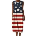 thumbnail image 2 of QUNYINEY Independence Day Beach Sundresses for Women Long Sleeveless Patriotic Cotton Linen Tank Dress Loose Fit Summer Casual Crew Neck Dresses, 2 of 9