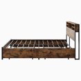 thumbnail image 4 of Queen Size Bed Frame with 4 Storage Drawers, Metal Platform Bed with Wooden Headboard and Charging Station, No Box Spring Needed, Noise Free, Easy Assembly, Brown, 4 of 23