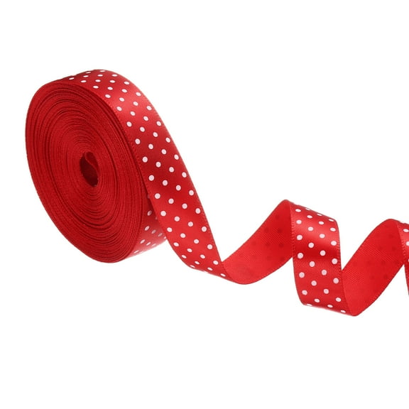 Polka Dots Grosgrain Ribbon 5/8 Inch, 10 Yard Spool for Gift Wrapping for Gift Wrapping Red