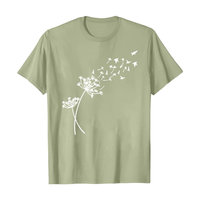 Nouveaux et Tendances T-Shirts Graphiques Uooqdmx pour Femmes, Hauts Floraux pour Femmes, Mode Plage pour Femmes, Mignons Col Rond Tournesol Graphique Décontracté Imprimé, Hauts de Printemps pour Femmes 2025, Vert Menthe TG
