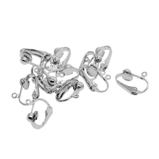 Pendientes con Clip Zulema 12 piezas convertidor de Espacios en Blanco con plata