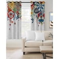 thumbnail image 2 of Bohemian Floral Blackout Curtains 63 Inches Long for Bedroom, Retro Abstract Flowers Boho Ethnic Thermal Insulated Room Darkening Black Out Window Curtain Panels Grommet Drapes for Living Room, 2 of 8