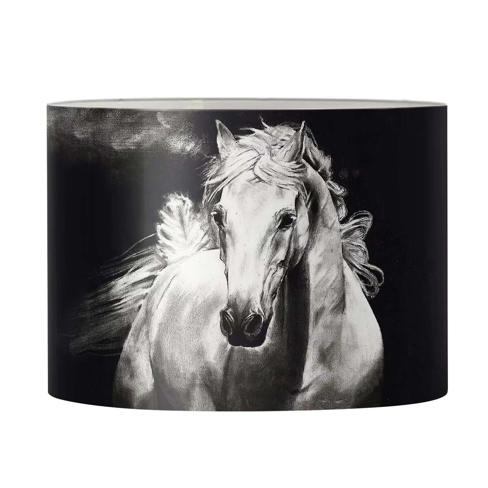 NETILGEN Cylinder Lamp Shade for Bedroom White Horse Lampshades Round ...