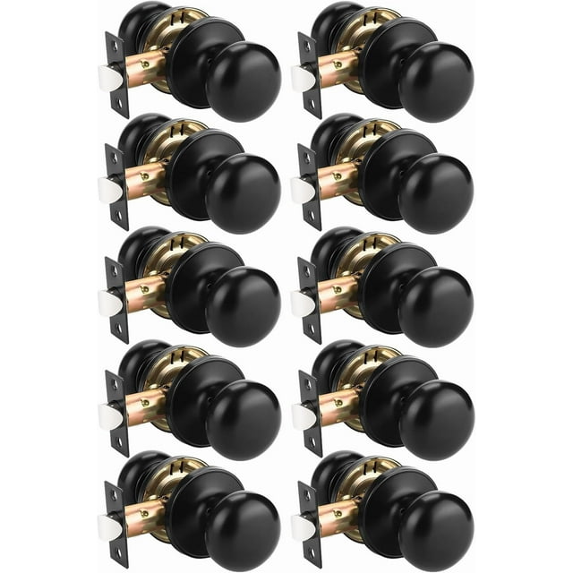 Bouton de Porte Mat Fonction de Passage Bouton de Porte de Passage pour Hall et Garde-Robe Serrures de Porte Verrouillables Bouton Rond à Bille Style Colonial Poignée de Porte Bouton Ouverture Gauche et Droite