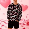thumbnail image 2 of FAWUUDO Mens Valentines Day Printed Crewneck Sweatshirt Long Sleeve Pullover Casual Graphic Romantic Holiday Gift Cozy Comfortable Black L, 2 of 9