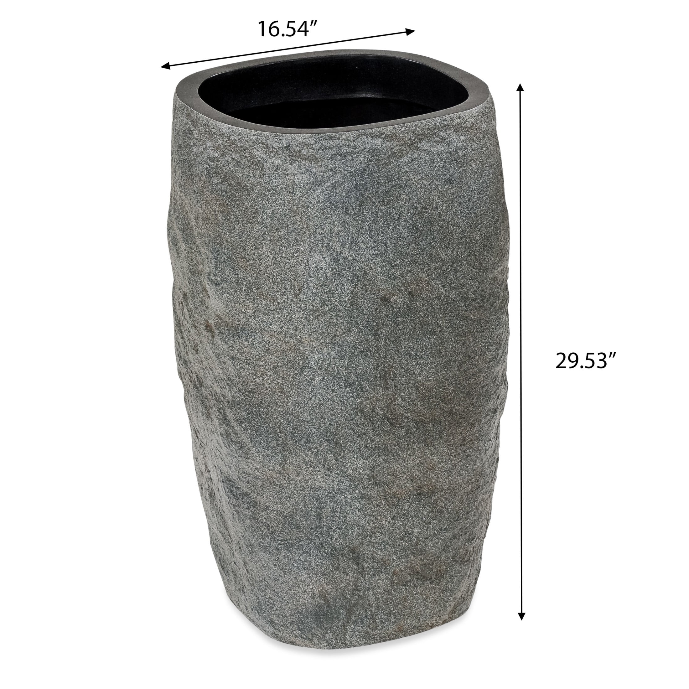 Christopher Knight Home 29.5" Outdoor Garden Urn Planter, Polyresin Stone Look Flower Pot, Gray