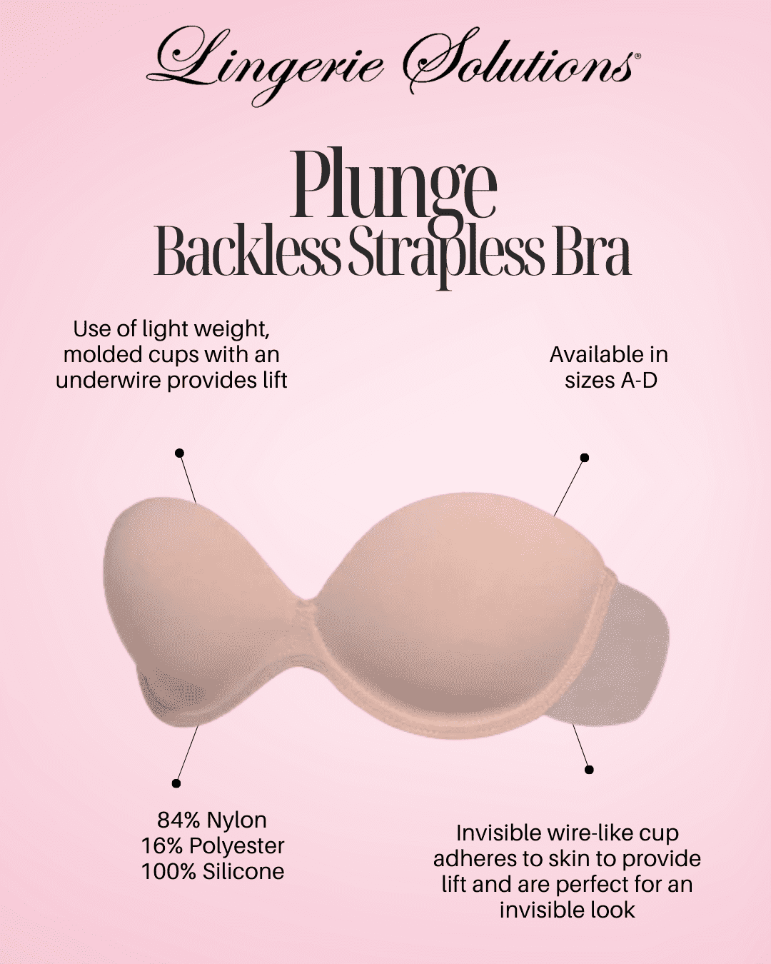 Fashion Forms Women's Plunge Backless Strapless Bra Nude