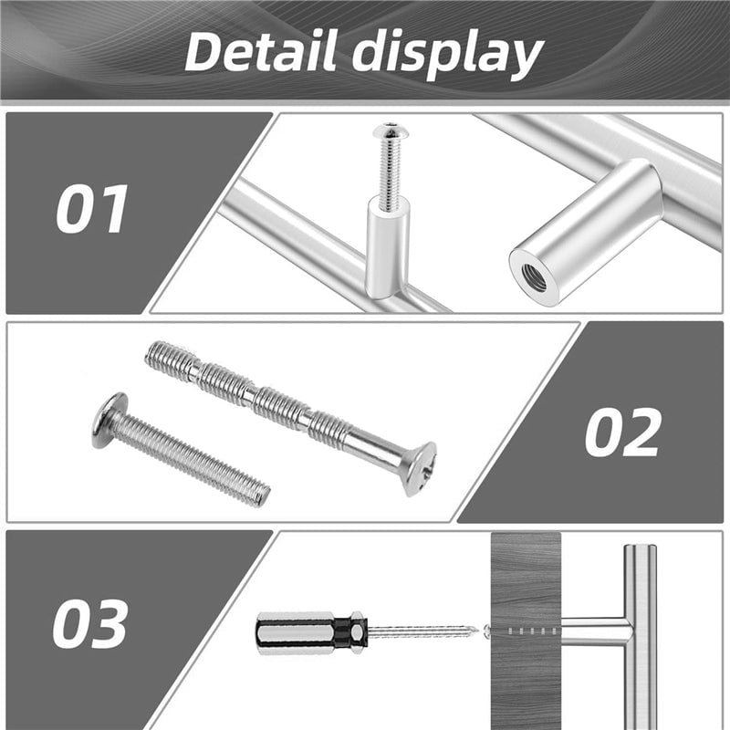 Fitviso 10 pack 2.75"(70mm) Center to Center Euro Bar Brushed Nickel Cabinet Handle