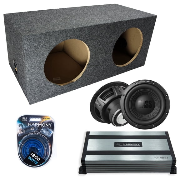 Harmony Audio Alpine fits Rearfire W12S4 Dual 12" Subwoofer 500W Sealed Sub Box | HA-A800.1 Amplifier, 4GA Amp Kit