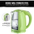 thumbnail image 3 of OVENTE 1.7L Double Wall Electric Tea Kettle, 1100W Water Boiler and Heater with Cool-Touch Exterior, Stainless Steel Insulated Interior, Auto Shut-Off, Boil-Dry Protection & Locking Lid, Green KD64G, 3 of 10