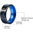 thumbnail image 2 of 8mm Titanium Rings Celtic Dragon Wedding Band Carbon Fiber and CZ Inlay Polished Finish Edge Comfort Fit for Men Women, 2 of 5