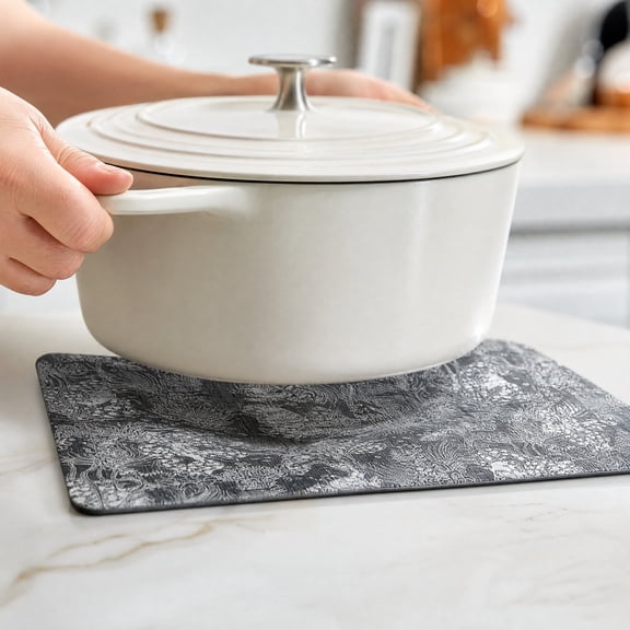 Xecvkr Place Mat Kitchen Table Placemats Embossed Pvc Heat Insulation Placemat Oil Proof Table Mat for Protecting Countertops Home Party Use