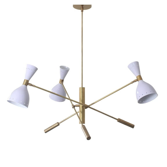 3 Light Rotate Pendant Mid Century Modern Raw Brass Sputnik chandelier light Fixture