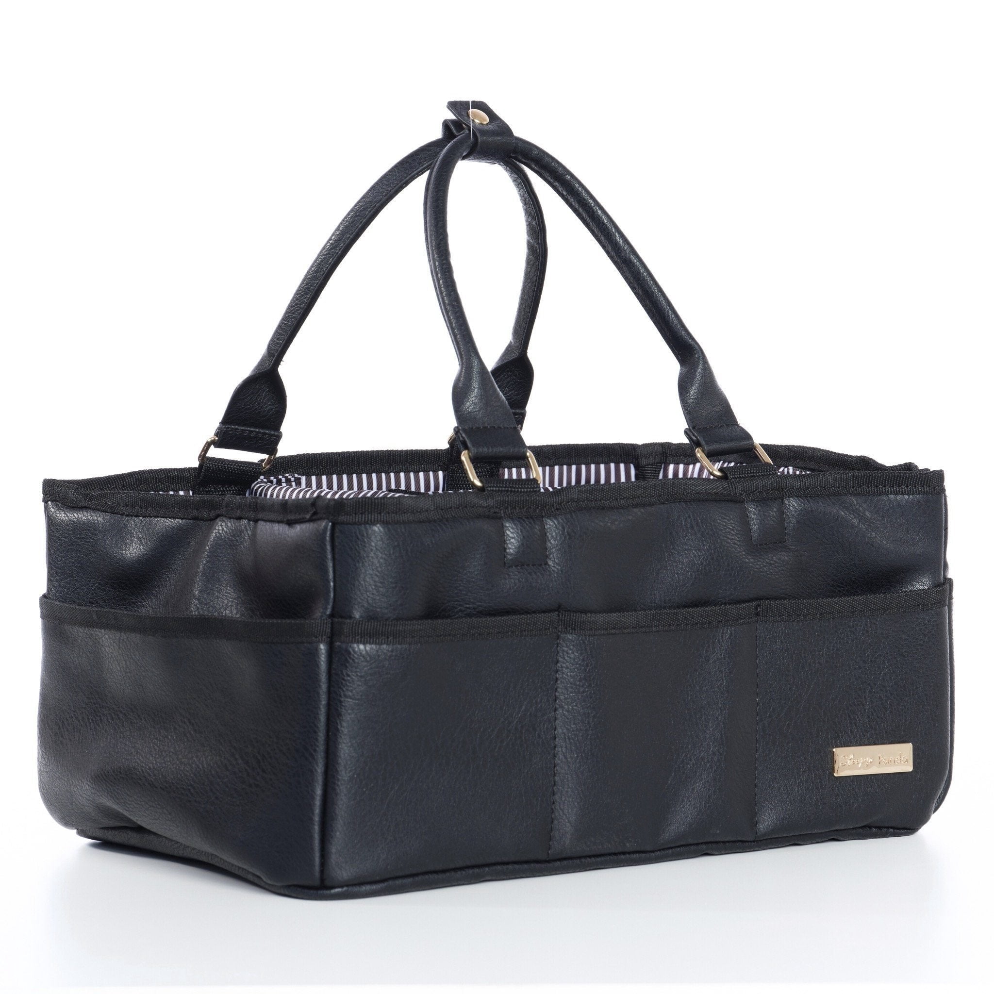 Sleepy Panda Vegan Leather with Adjustable Compartments and Exterior Pockets Stylish, Durable, and Easy-to-Carry Nursery Organizer Diaper Caddy