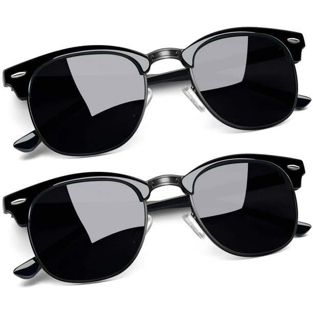 Gafas de Sol Joopin Semi Sin Montura con Armazón de Cuerno Negro Polarizadas UV