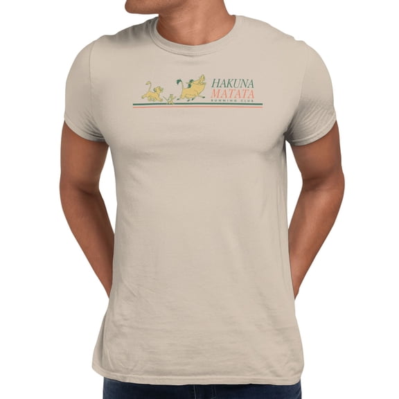 Disney Lion King Men's Hakuna Matata Running Club Stripes T-Shirt (Sand, S-XXXL)