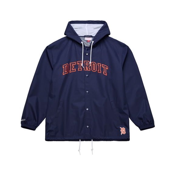 Men's Mitchell & Ness  Navy Detroit Tigers Full-Snap Hooded Coaches Jacket