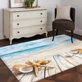 thumbnail image 4 of Summer Beach Washable Area Rugs 2.7'x5', Ocean Starfish Shell Plank Nautical Low Pile Throw Living Room Rug Non-Slip Sturdy Edge Binding Carpet for Indoor Entryway Bedside Kitchen, 4 of 9