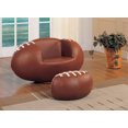 thumbnail image 1 of ACME All Star 2Pc Pack Chair & Ottoman, Football: Brown & White, 1 of 2