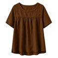 thumbnail image 4 of Ulitacool Women'S T Shirts Short Sleeve Round Neck Solid Color Tops Fashion Clothes L Brown, 4 of 4