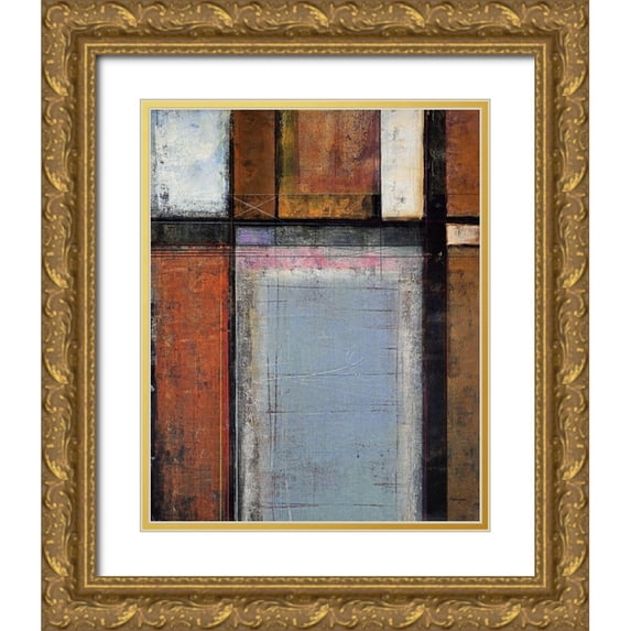 Holsinger, Joel 12x14 Gold Ornate Wood Framed with Double Matting Museum Art Print Titled - Blue Construct