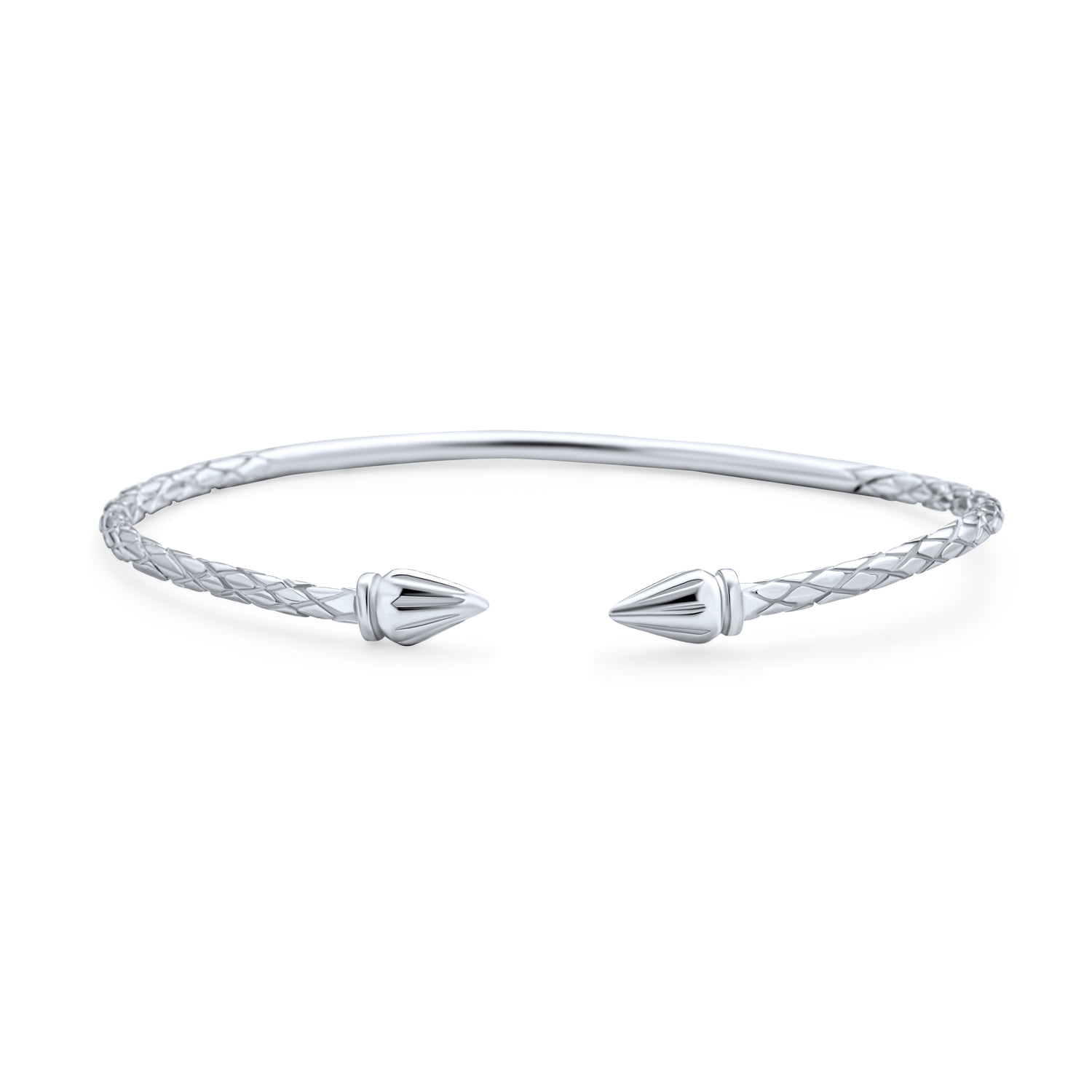 PAIR Solid .925 Sterling Silver West Indian Bangles with Fancy Pointed Ends 
