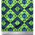thumbnail image 1 of Soimoi Green Modal Satin Fabric Check & Geometric Decor Fabric Printed Yard 42 Inch Wide, 1 of 5