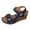 Navy, variant on Rokment Platform Wedges Walking Sandals for Women Ladies Comfortable Fashion Casual Leather Fish Mouth Open Toe Chunky High Heels Ankle Strap Dressy Summer Shoes Beige Size 6.5